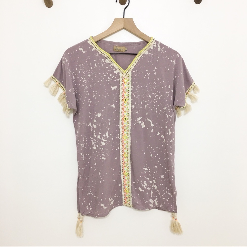 Skemo Bohemian Tasseled Embroidered Top